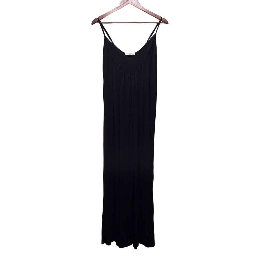 Project Social T Black Wide Leg Jumpsuit Onesie Cozy Flowy Loungewear Comfort M
